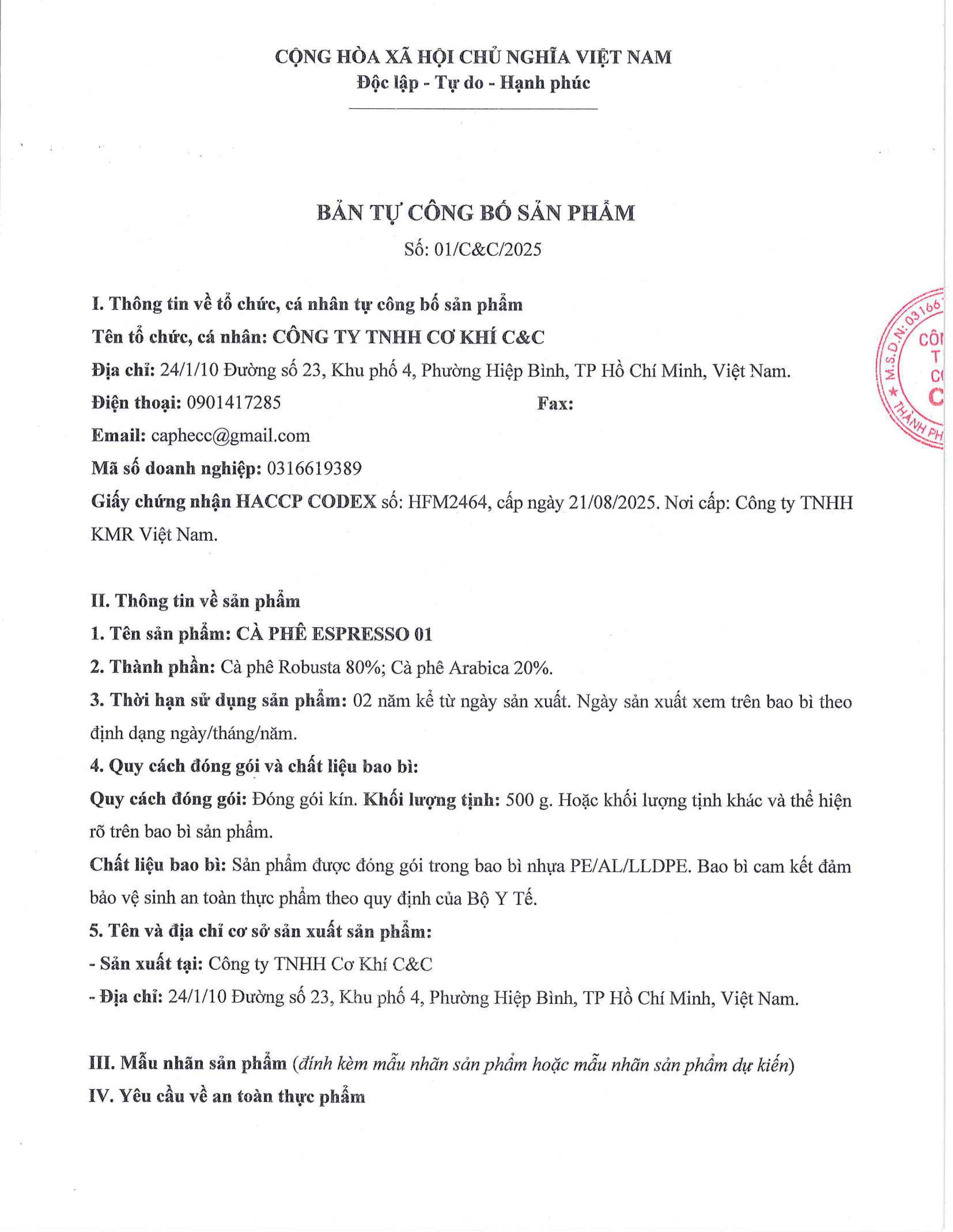 C&ocirc;ng bố sản phẩm C&agrave; ph&ecirc; C&C Coffee