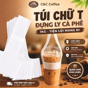 1kg Túi T Có Quai, Túi Chữ T Take Away Cao Cấp, Bịch Đựng Ly Nước Mang Đi 1kg túi T
