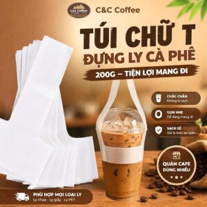 Set 200g Túi Chữ T Đựng Ly Mang Đi, Túi Xách Dáng Chữ T Dùng Cho Ly Giấy Ly Nhựa, Khoảng 85-95 Túi