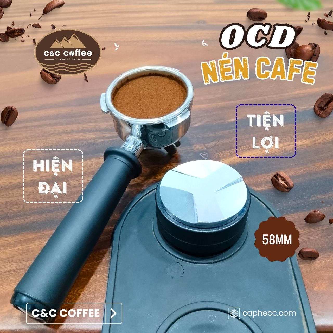 Tamper OCD 58mm cục nén cà phê 2 Đầu cho Máy pha cà phê
