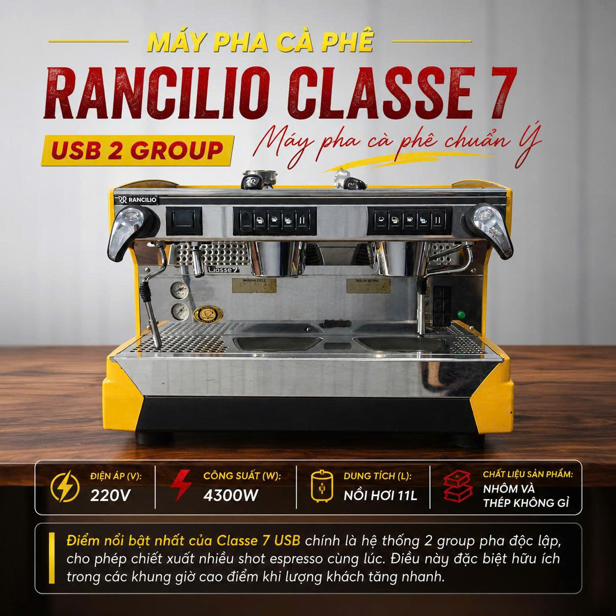 MÁY PHA RANCILIO CLASSE 7 USB 2 GROUP