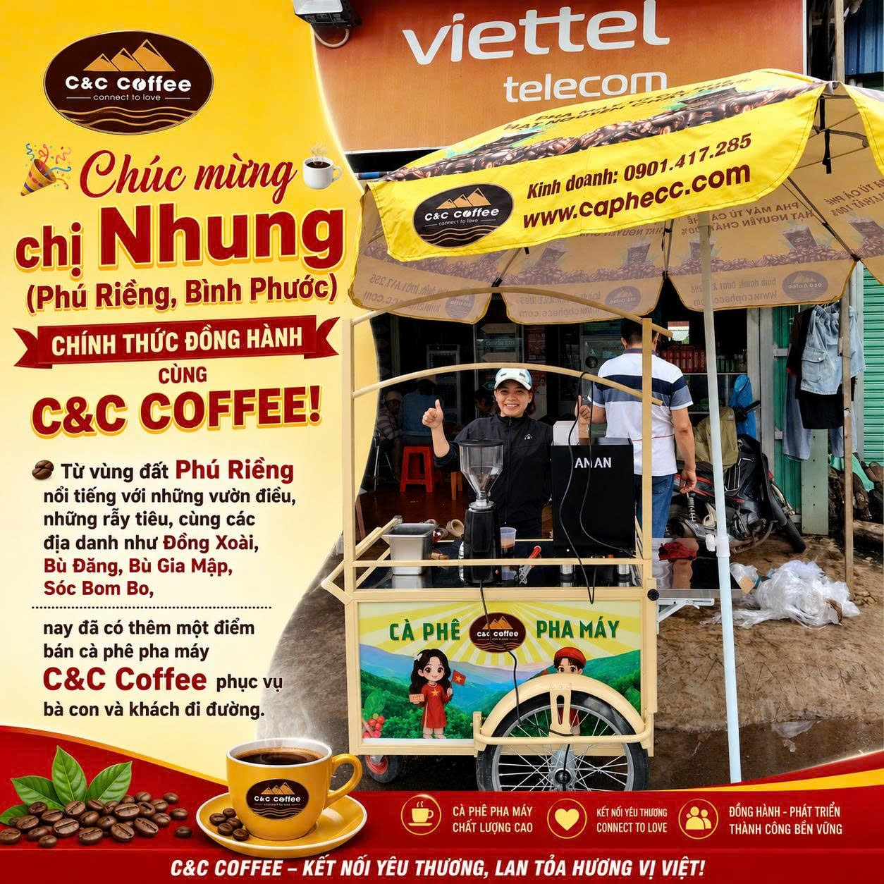 Chúc mừng chị Nhung (Phú Riềng, Bình Phước) chính thức đồng hành cùng C&C Coffee!