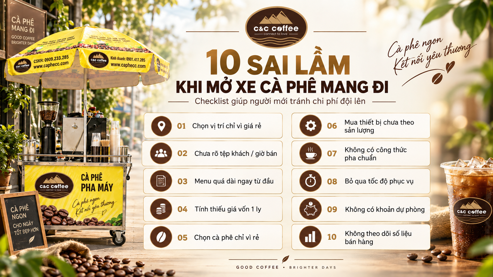 Infographic 10 sai lầm thường gặp khi mở xe cà phê mang đi