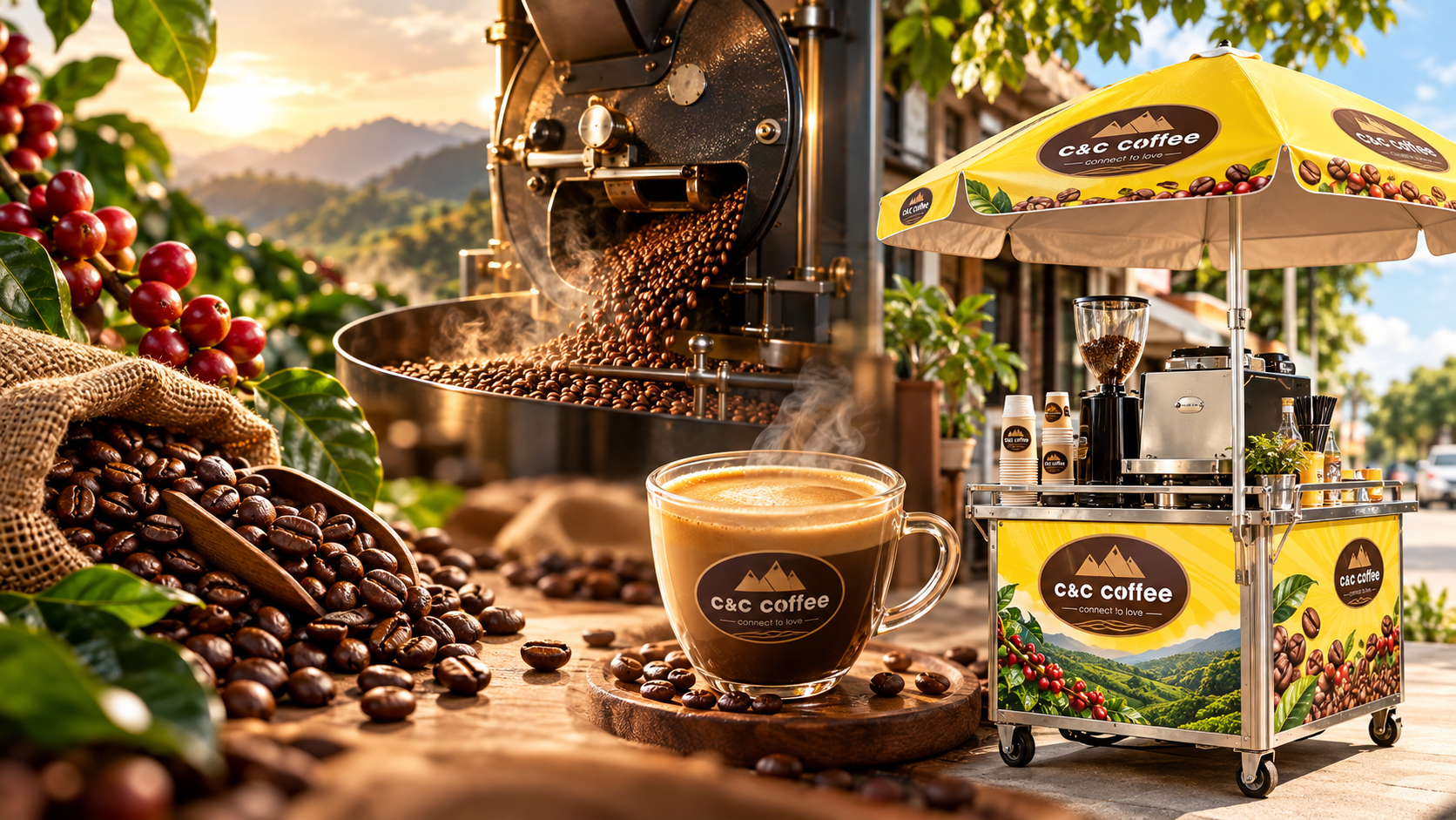Hành trình từ hạt cà phê, rang, pha thành ly và phục vụ tại điểm bán C&C Coffee