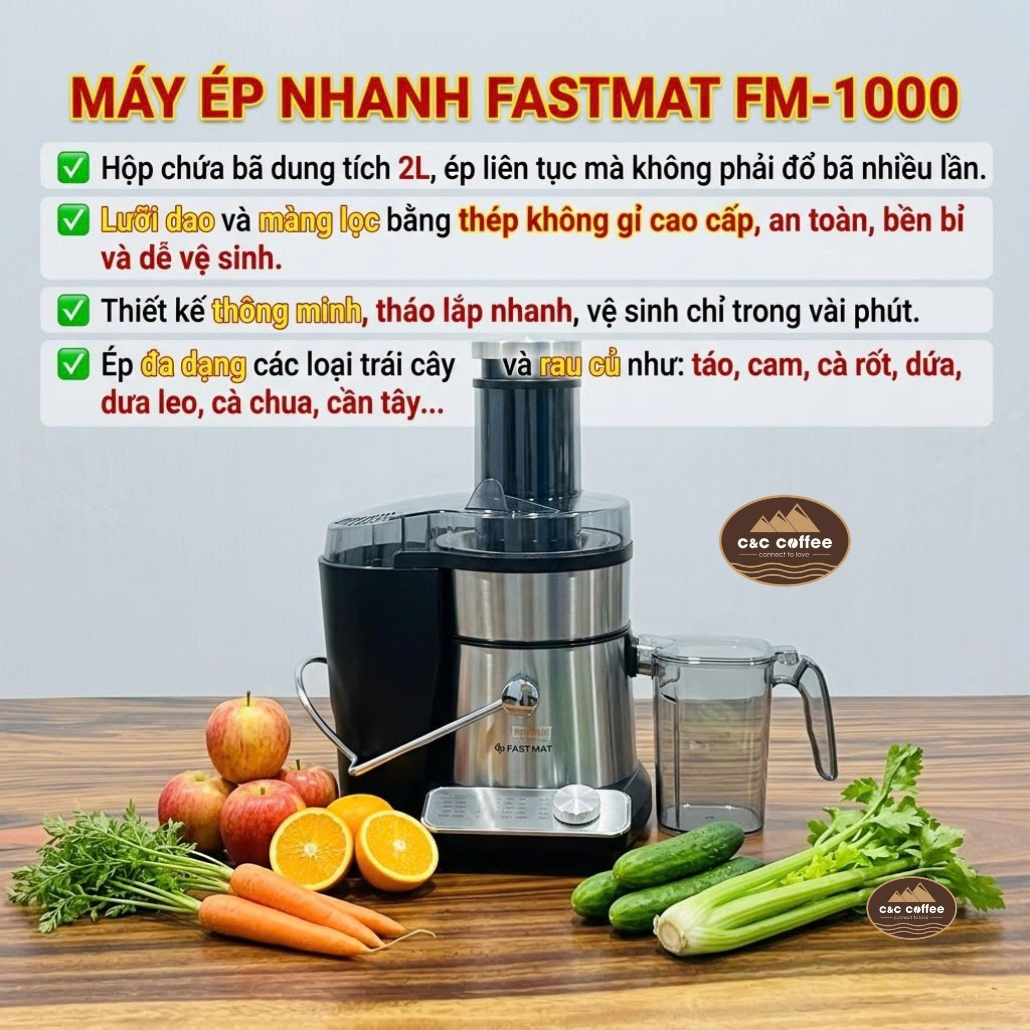 Máy ép nhanh trái cây Fastmat - tăng doanh thu cho quán cà phê