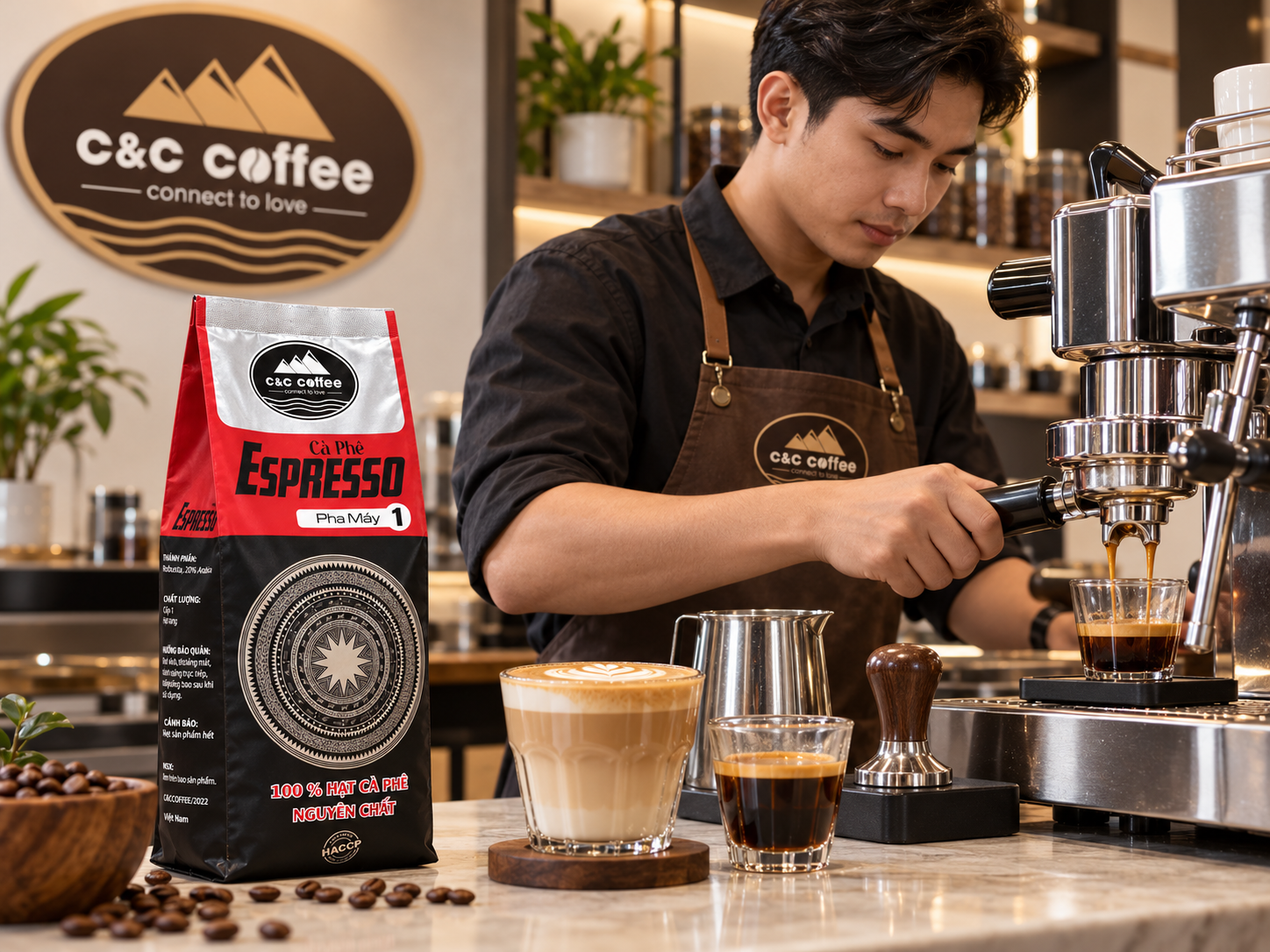 Barista thử nghiệm blend 30% Arabica 70% Robusta trên máy espresso