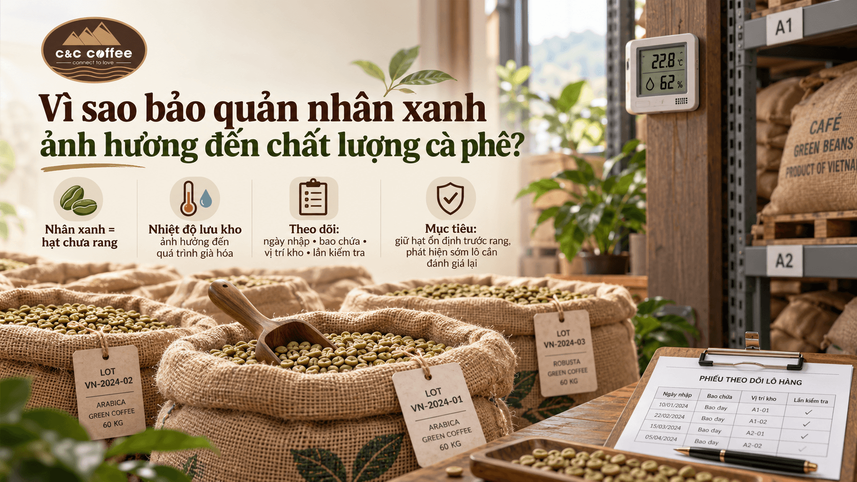 Vì sao bảo quản nhân xanh ảnh hưởng đến chất lượng cà phê?