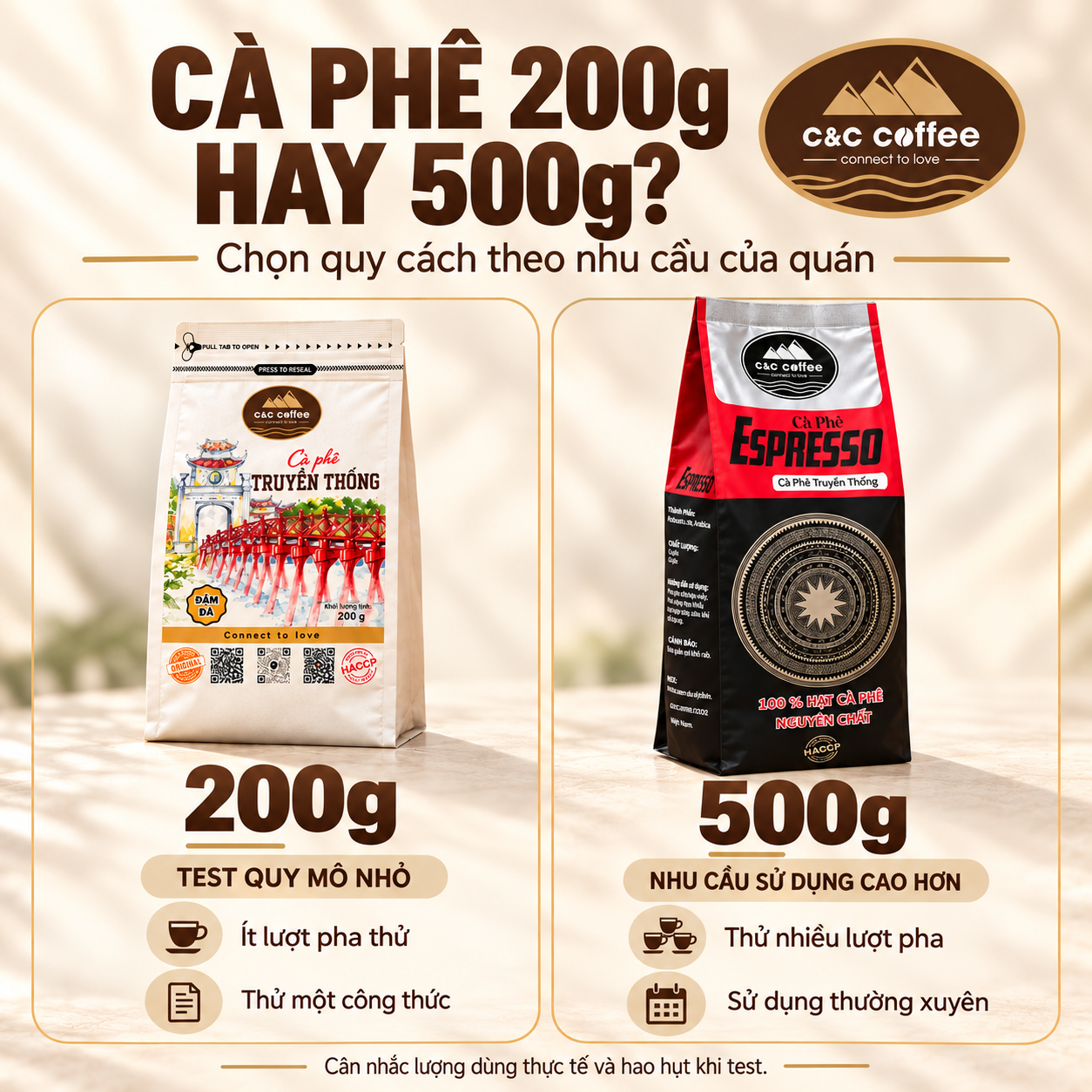 Cà Phê 200g Hay 500g? Chọn Quy Cách Theo Nhu Cầu Quán