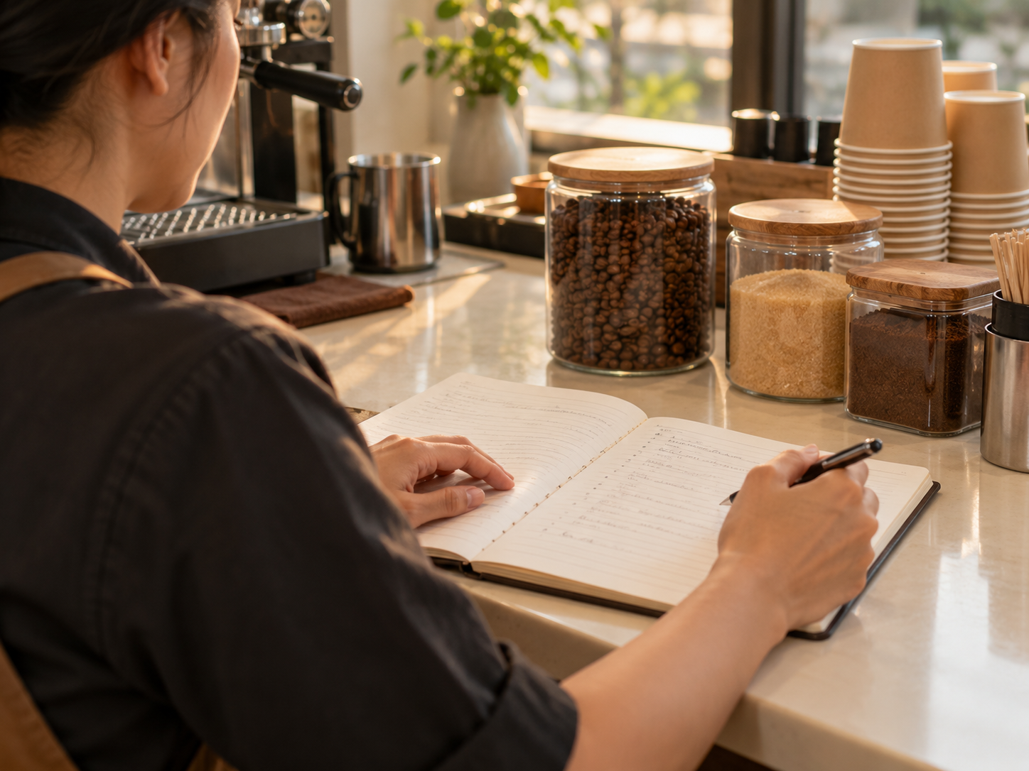 rà soát sổ vận hành và nguyên liệu cuối ngày tại điểm bán.