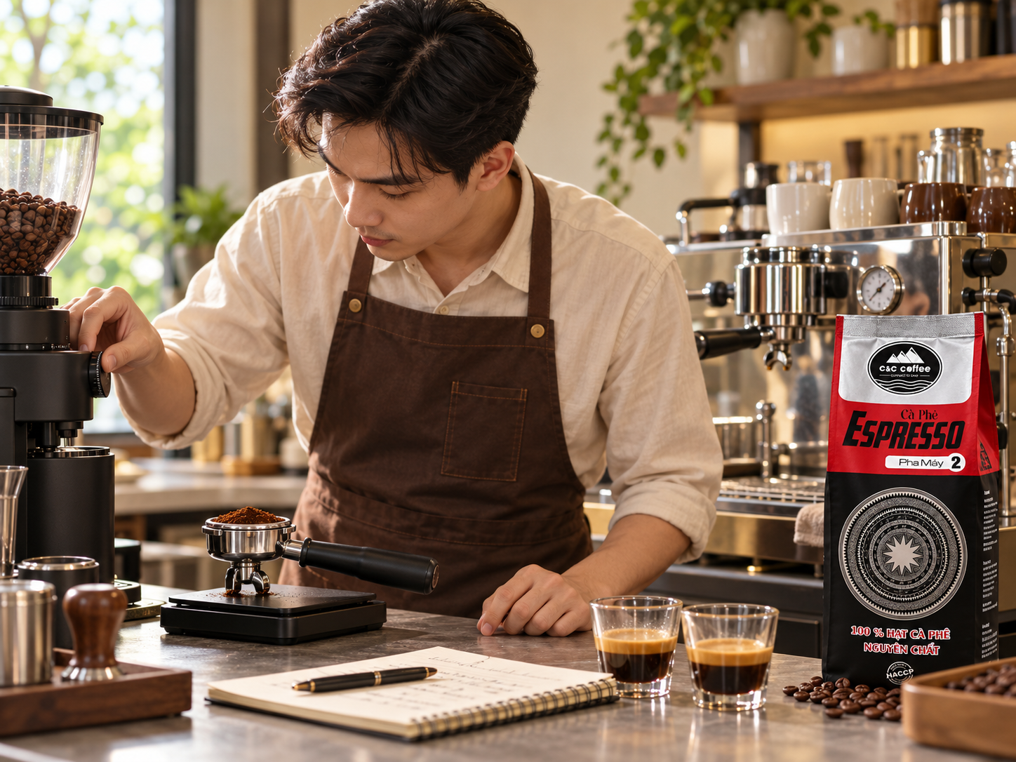 Barista kiểm tra các yếu tố vận hành khi hương vị cà phê thay đổi