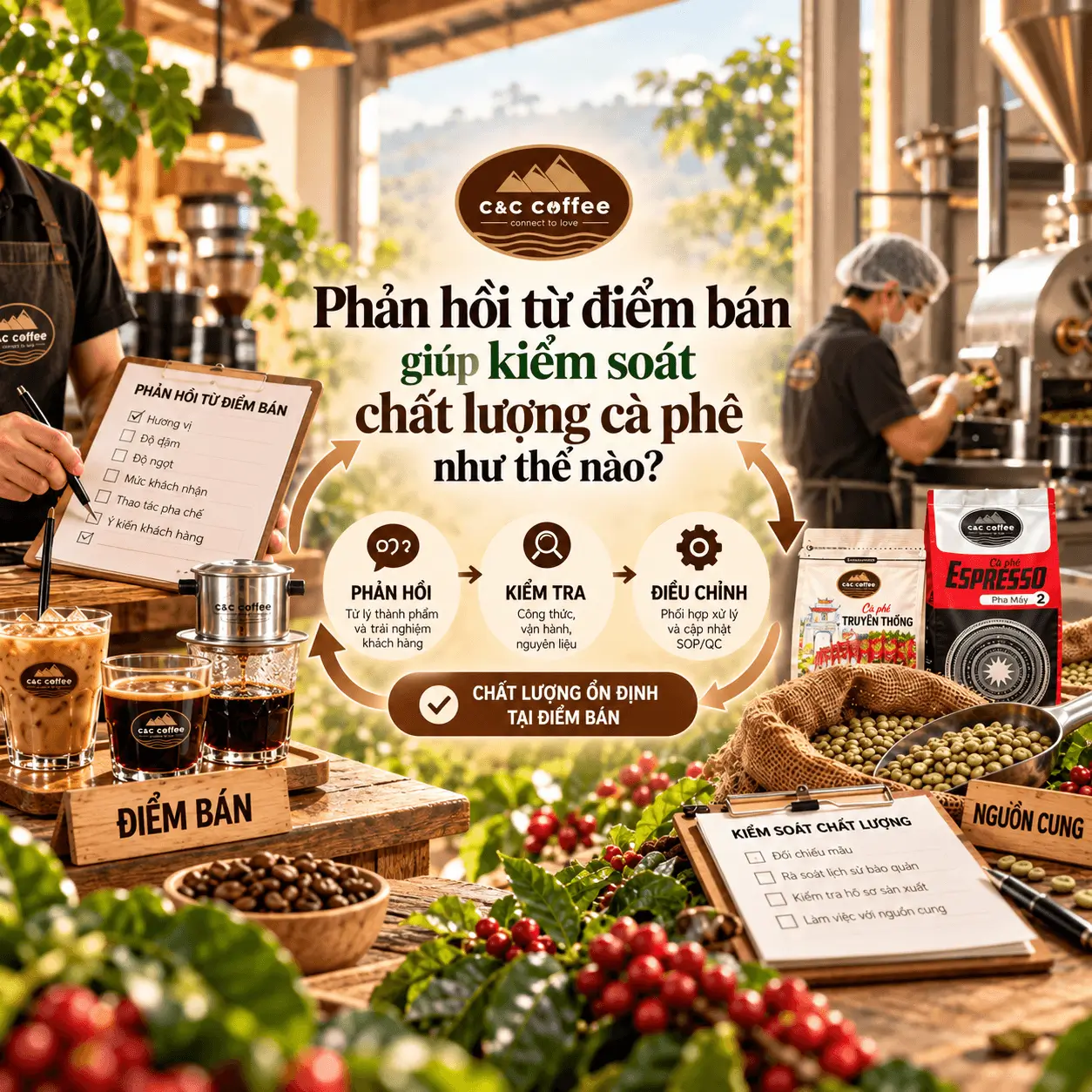 Phản hồi từ điểm bán giúp kiểm soát chất lượng cà phê như thế nào?