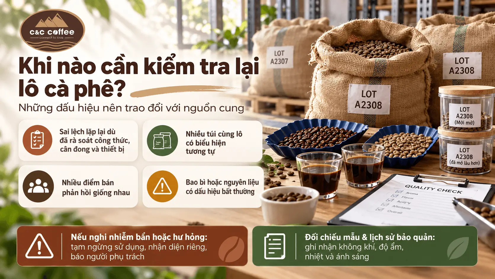 Khi nào cần kiểm tra lại lô cà phê?