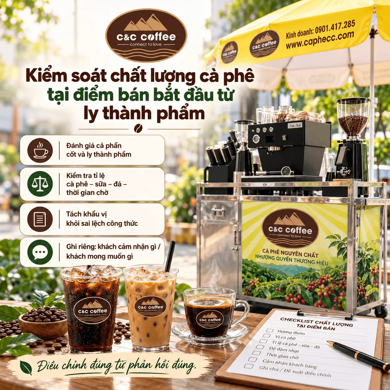 Kiểm soát chất lượng cà phê tại điểm bán bắt đầu từ ly thành phẩm