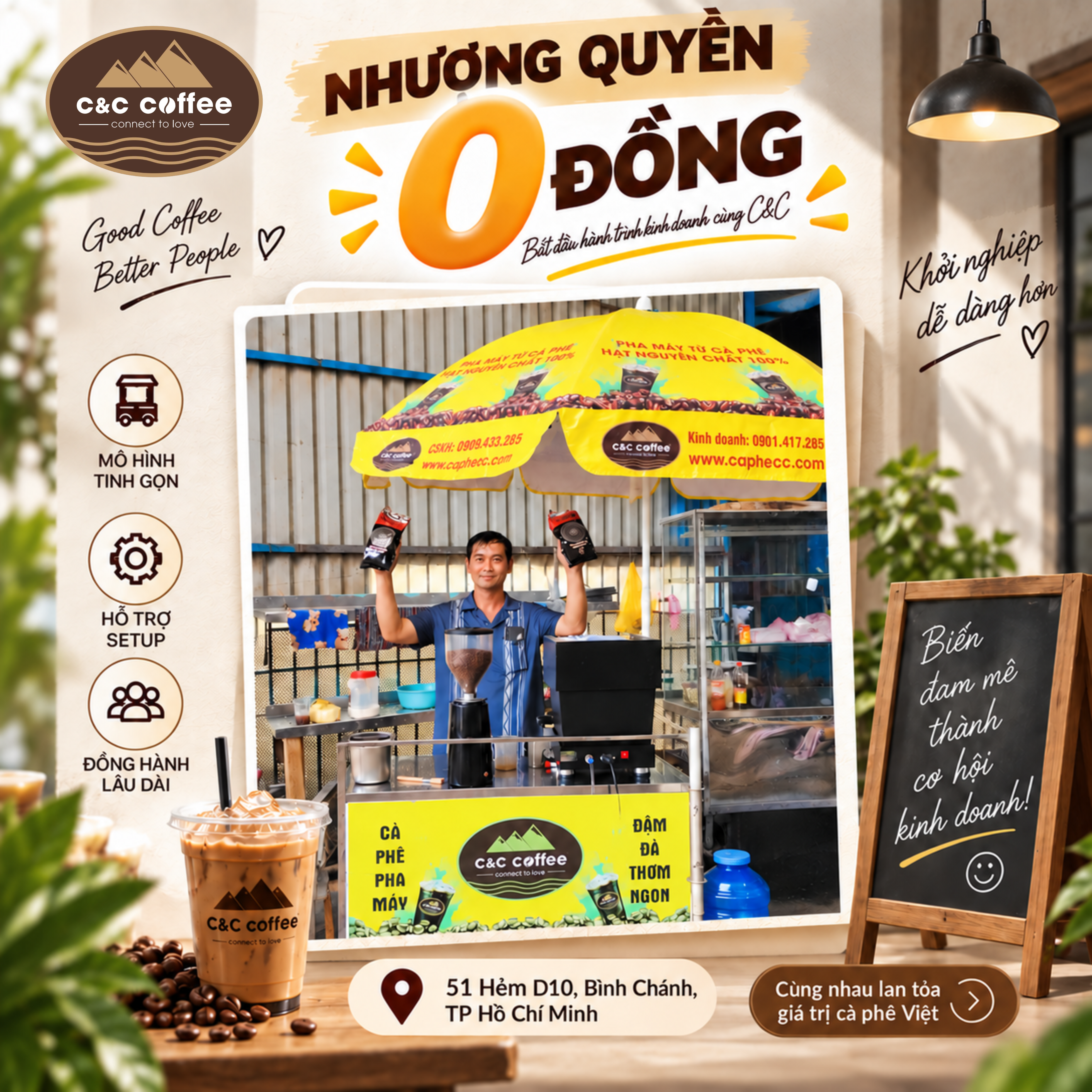 Nhượng Quyền 0 Đồng C&C Coffee: Điểm Bán Mới Tại Bình Chánh