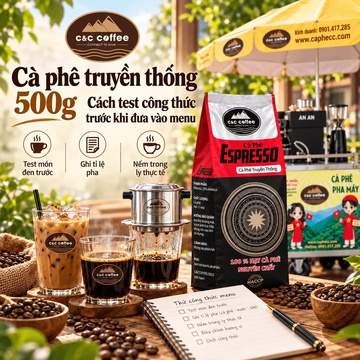 Cà phê truyền thống 500g: Cách test công thức trước khi đưa vào menu