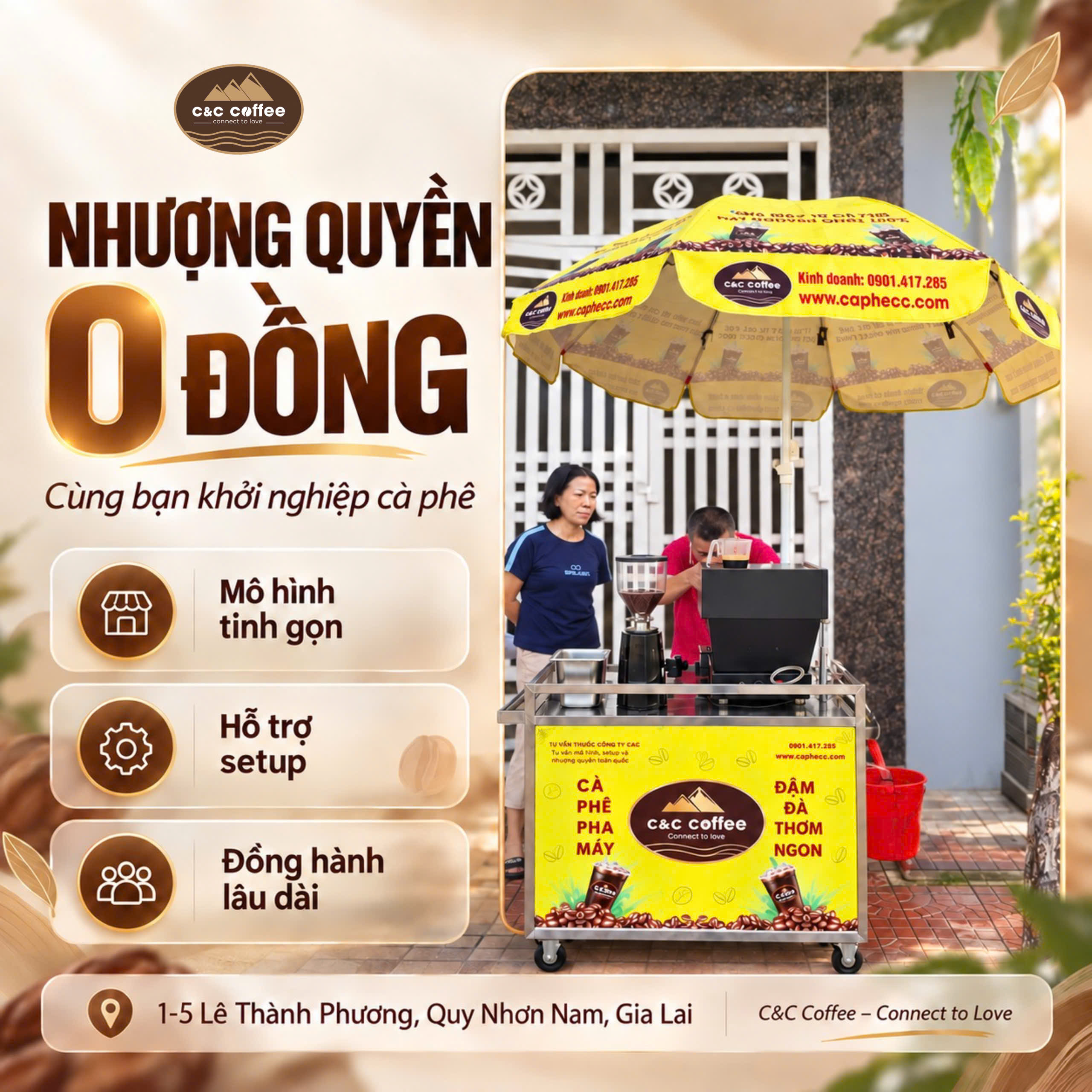 C&C Coffee có thêm điểm bán tại Quy Nhơn Nam, Gia Lai